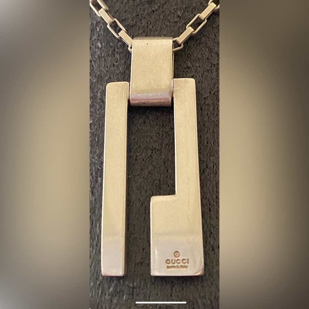 SOLD! Authentic Gucci Sterling Silver Signature “G”Pendant Necklace